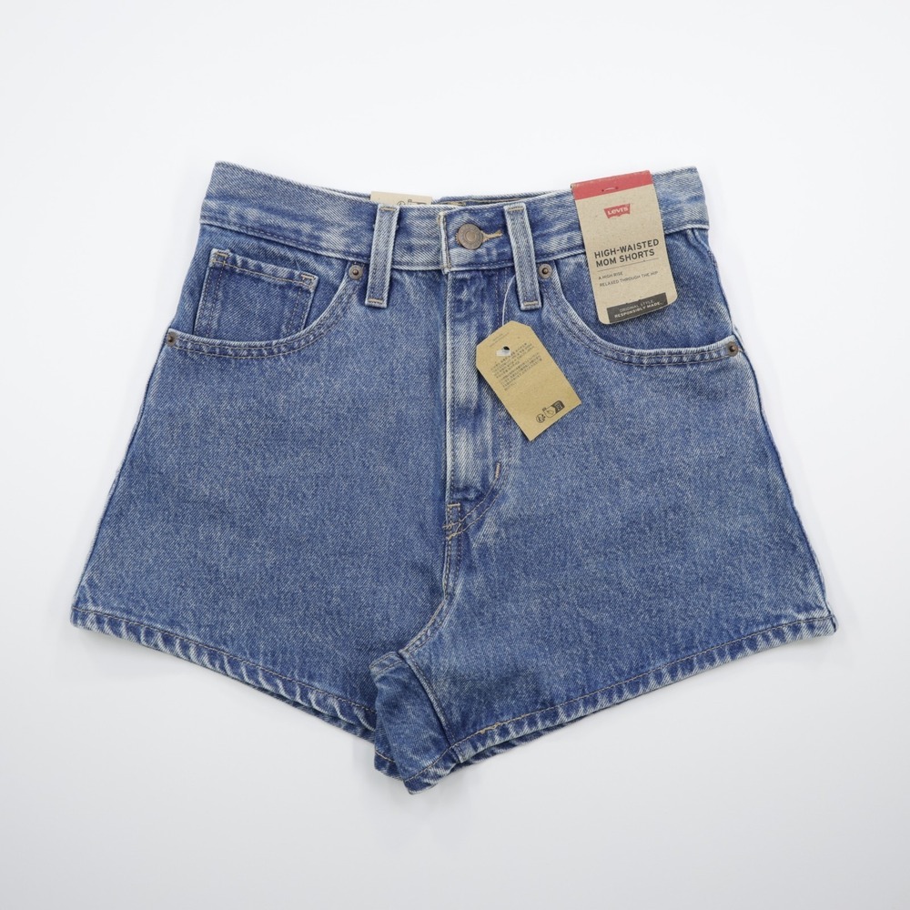 Levi's Women's Relaxed Fit Hight Waisted Mom Denim Shorts Blue Size 24